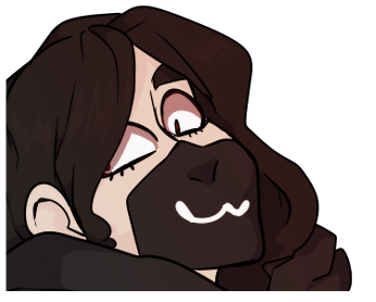 An emote of Cryptid Sangrose having a smug cat face on her facemask